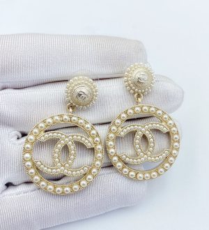 Chanel new summer small fresh pearl double c earrings x